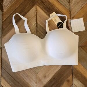 Truekind Bra White Size XL Supportive Comfort Wireless Shaping w/Bra Extender